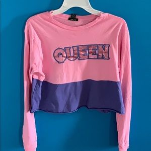 Queen Pink And Purple Crop Top